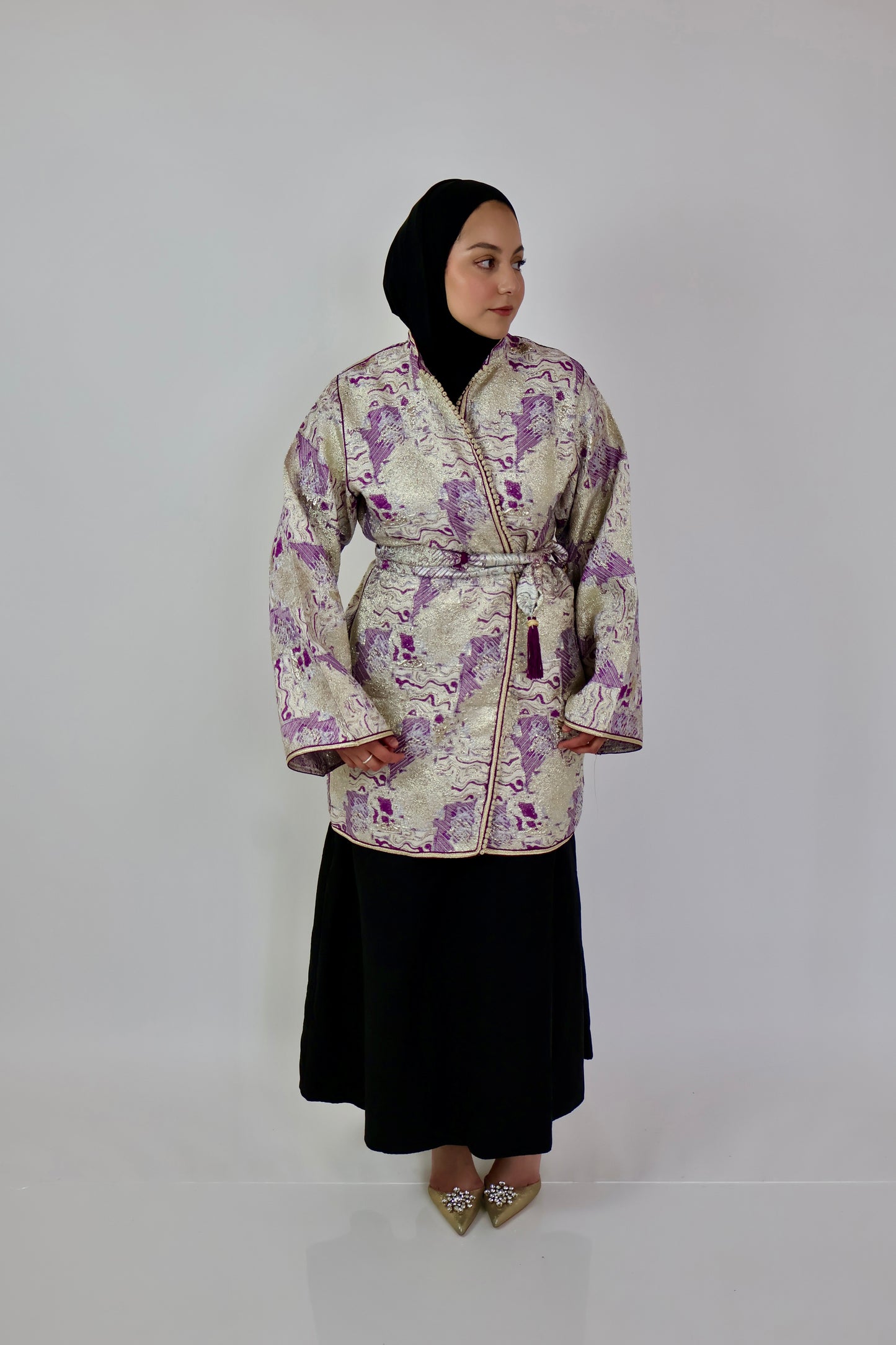 Kimono brocard violet