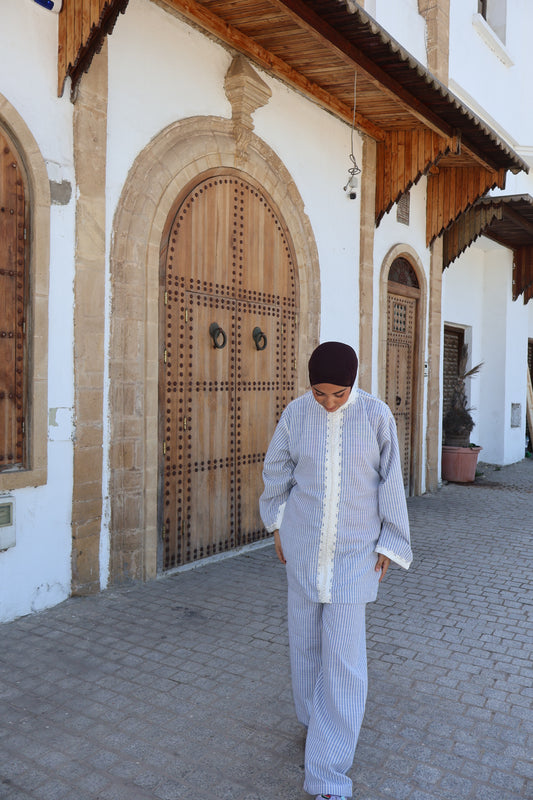 Ensemble à rayures bleu