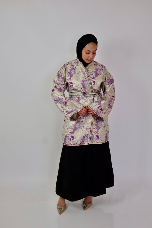 Kimono brocard violet