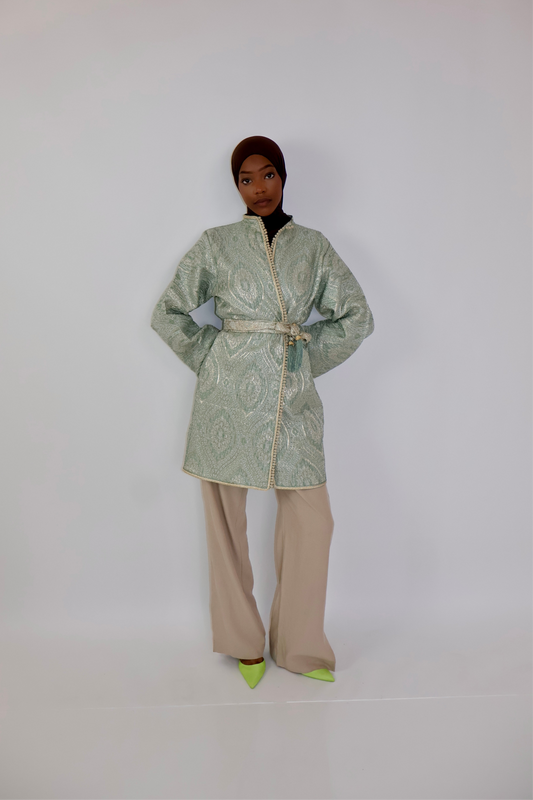 Kimono brocard vert d’eau