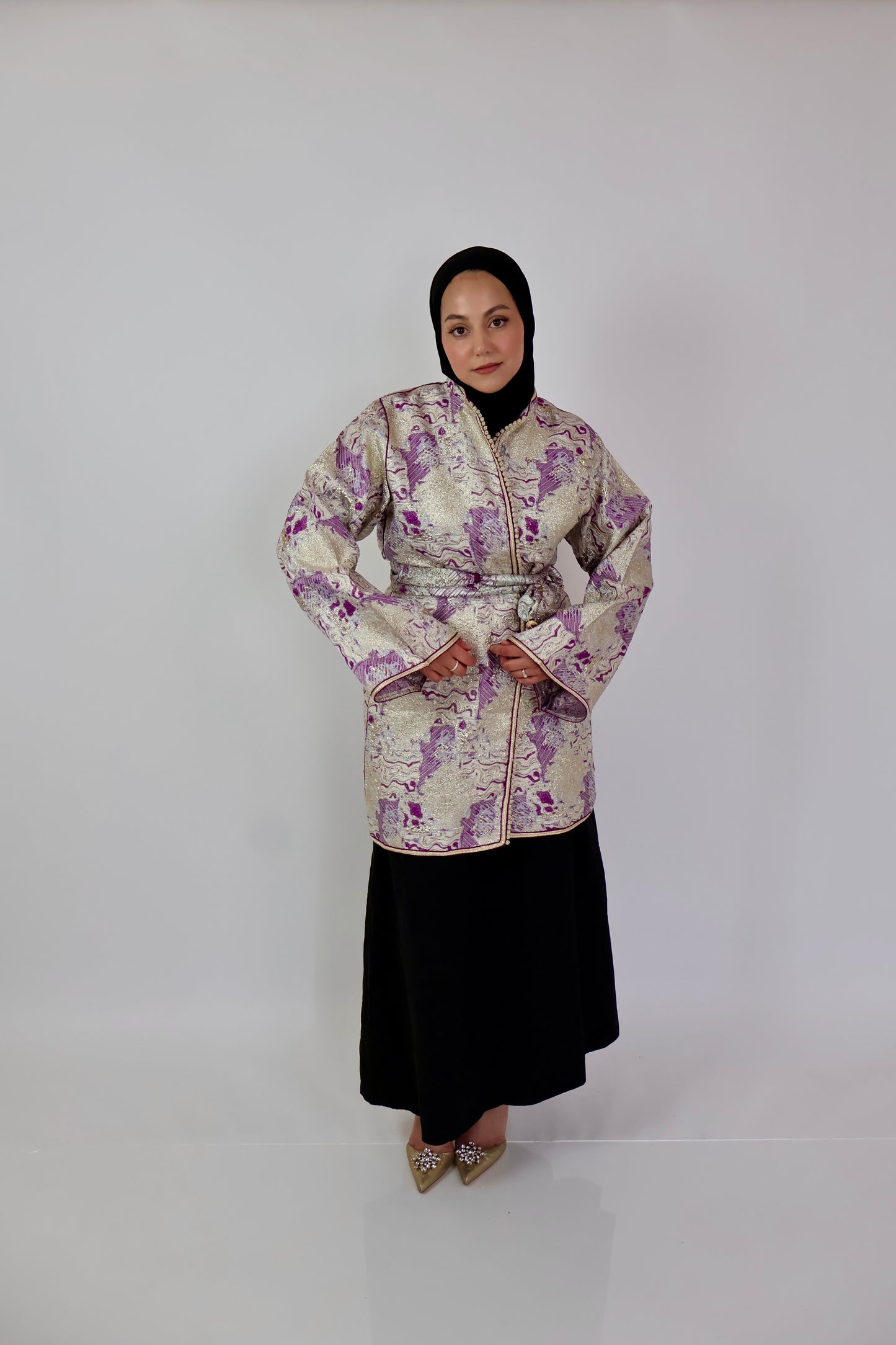 Kimono brocard violet
